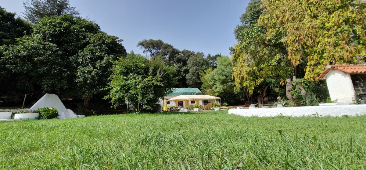 White Fountain Eco Park grounds, lawns and pool in Rio Maior