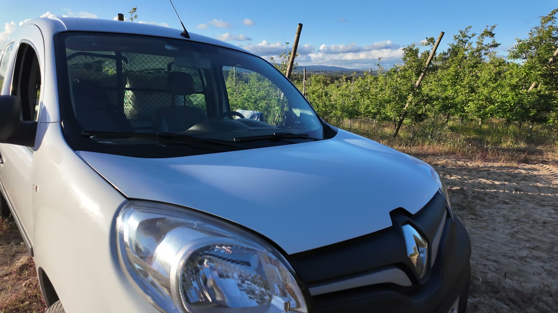 Front of the Renault Kangoo with the grille and badge in focus